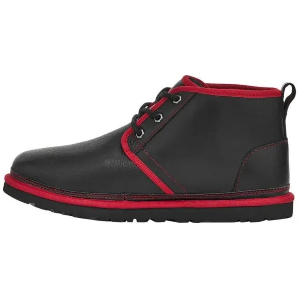 UGG [NEW] Neumel Leather Ankle Boots Wool Lining Black with Red Trim 1133777 - Picture 5 of 5